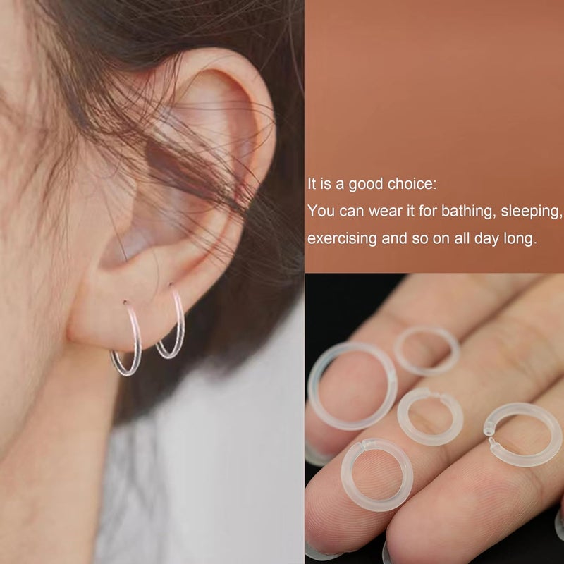 Melimarry Anti-Allergy Unisex Plastic Hoop Ear Retainers, 20-16 Gauge Clear Nose Rings, with Buckle, Comfortable and Hypoallergenic for Sensitive Ears & Skin (20 Gauge) - Image 3